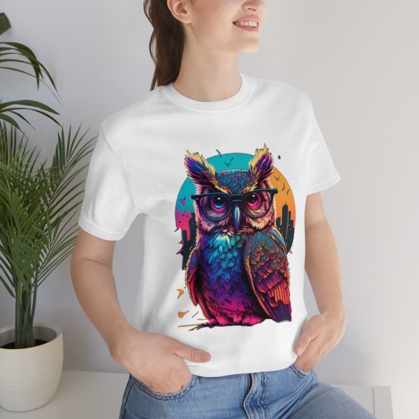 Retro Owl With Glasses - Short Sleeve T-shirt | 18542 5
