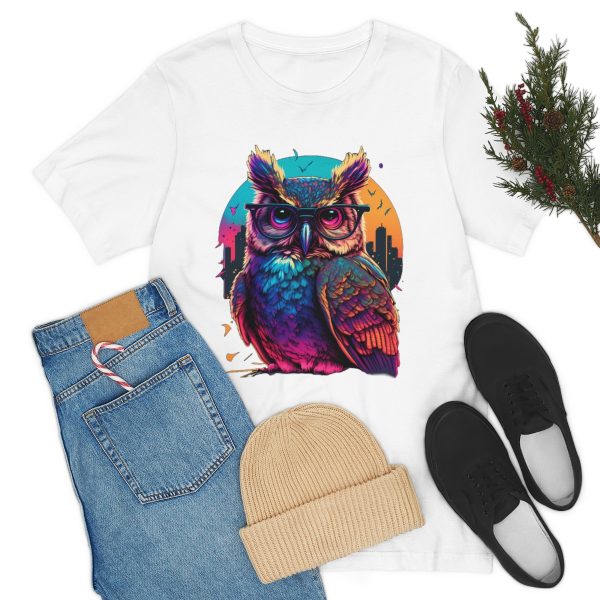 Retro Owl With Glasses - Short Sleeve T-shirt | 18542 6