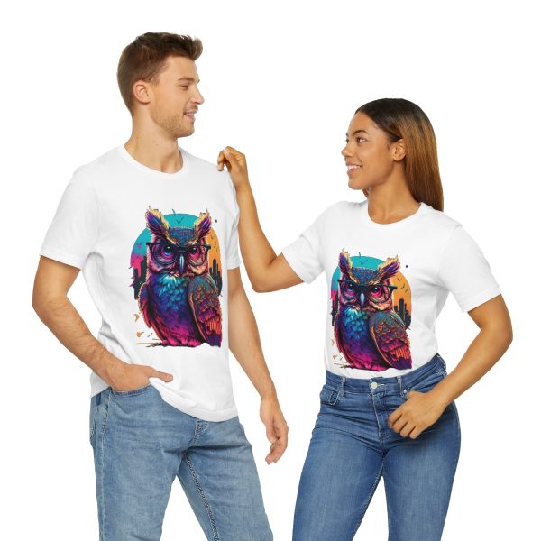Retro Owl With Glasses - Short Sleeve T-shirt | 18542 8