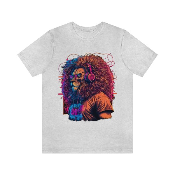 Lion Wearing Headphones and Glasses - Graffiti Inspired Retro T-Shirt | 38608 9