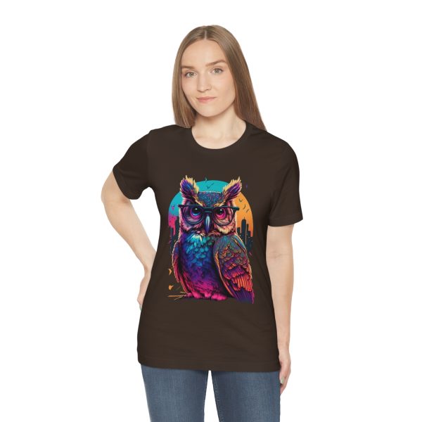 Retro Owl With Glasses - Short Sleeve T-shirt | 39583 12