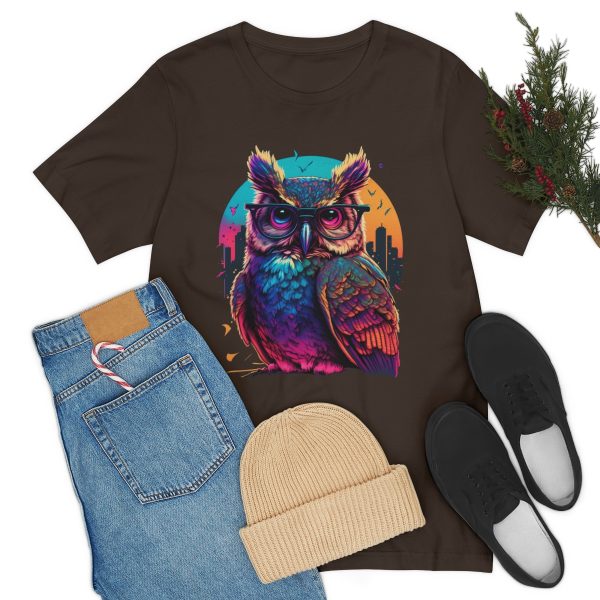 Retro Owl With Glasses - Short Sleeve T-shirt | 39583 15