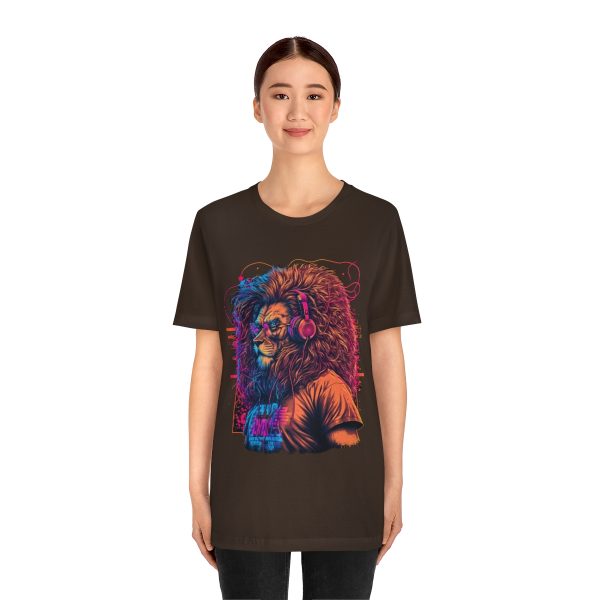 Lion Wearing Headphones and Glasses - Graffiti Inspired Retro T-Shirt | 39583 19