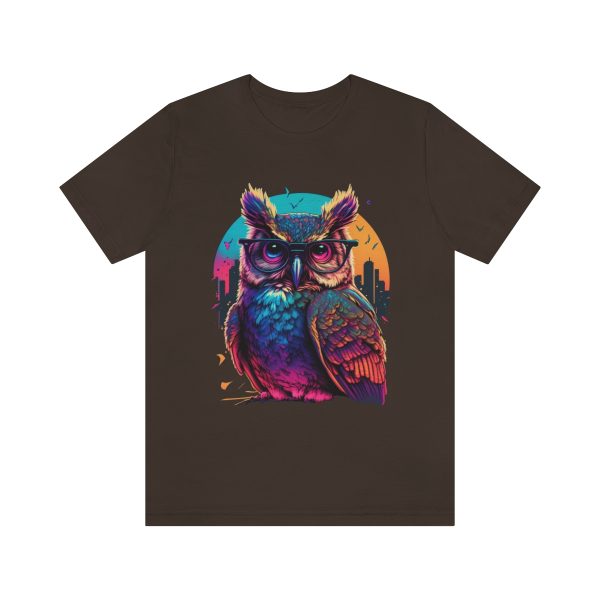 Retro Owl With Glasses - Short Sleeve T-shirt | 39583 9