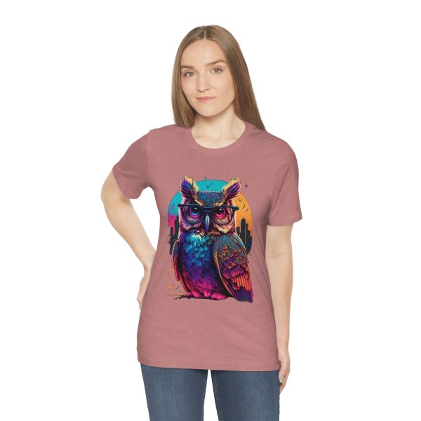 Retro Owl With Glasses - Short Sleeve T-shirt | 61823 12
