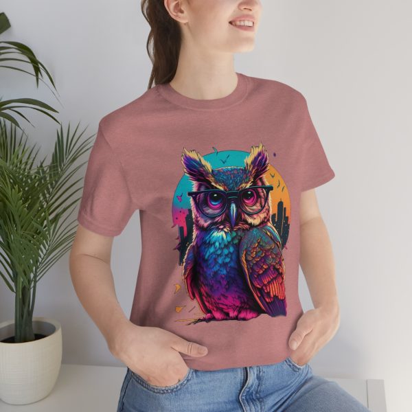 Retro Owl With Glasses - Short Sleeve T-shirt | 61823 14
