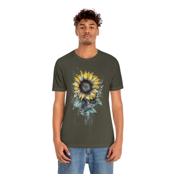 Geometric Sun Flower with Ink and Water Color - Short Sleeve Tee | 18062 3