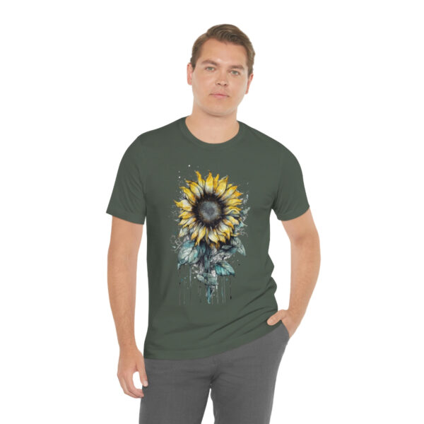 Geometric Sun Flower with Ink and Water Color - Short Sleeve Tee | 18062 5