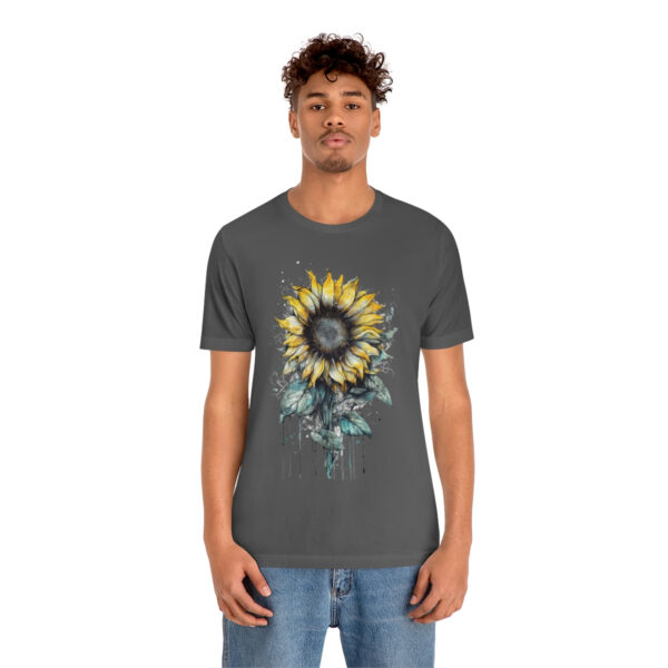 Geometric Sun Flower with Ink and Water Color - Short Sleeve Tee | 18070 3