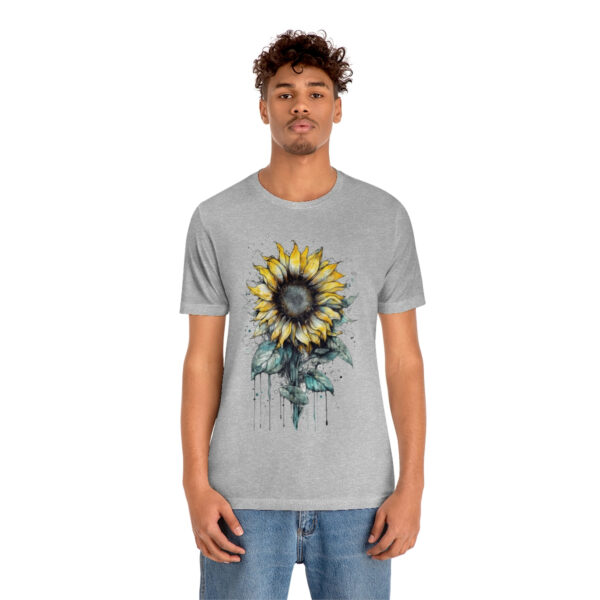 Geometric Sun Flower with Ink and Water Color - Short Sleeve Tee | 18078 3