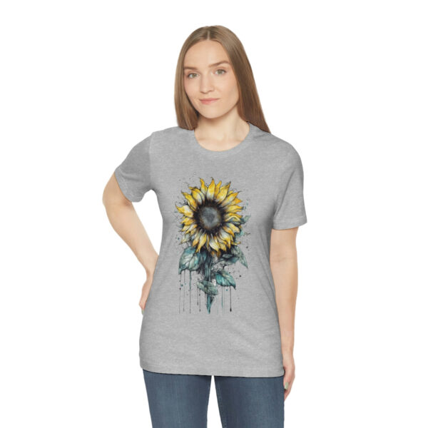 Geometric Sun Flower with Ink and Water Color - Short Sleeve Tee | 18078 4