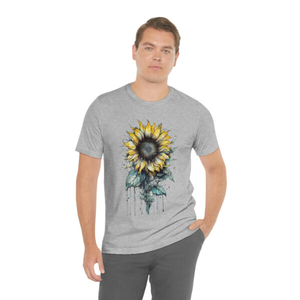 Geometric Sun Flower with Ink and Water Color - Short Sleeve Tee | 18078 5