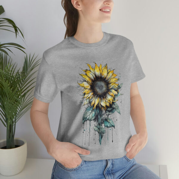 Geometric Sun Flower with Ink and Water Color - Short Sleeve Tee | 18078 6