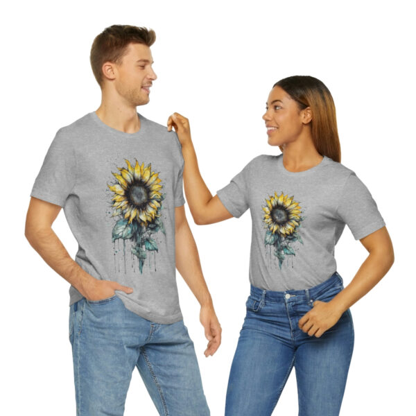 Geometric Sun Flower with Ink and Water Color - Short Sleeve Tee | 18078 7