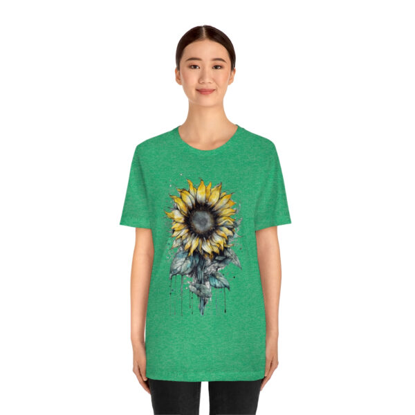 Geometric Sun Flower with Ink and Water Color - Short Sleeve Tee | 18246 2