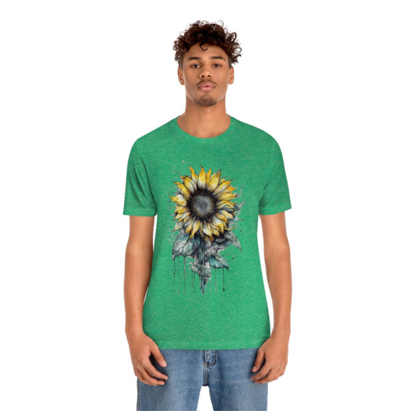Geometric Sun Flower with Ink and Water Color - Short Sleeve Tee | 18246 3