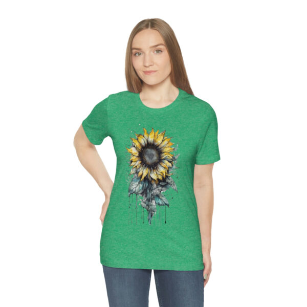 Geometric Sun Flower with Ink and Water Color - Short Sleeve Tee | 18246 4