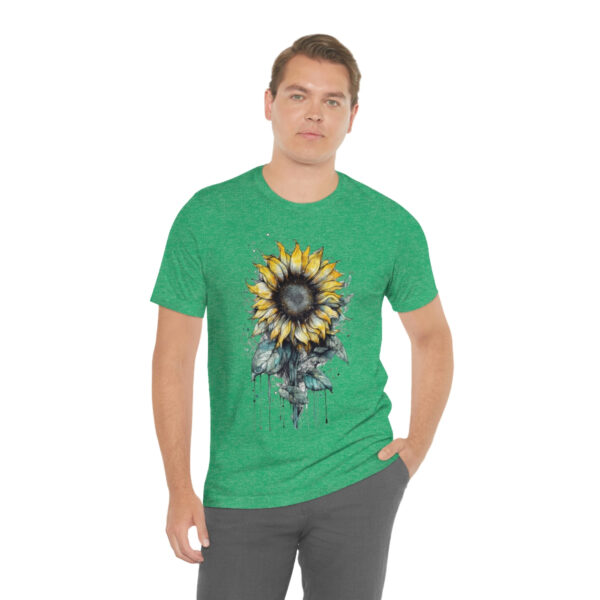 Geometric Sun Flower with Ink and Water Color - Short Sleeve Tee | 18246 5