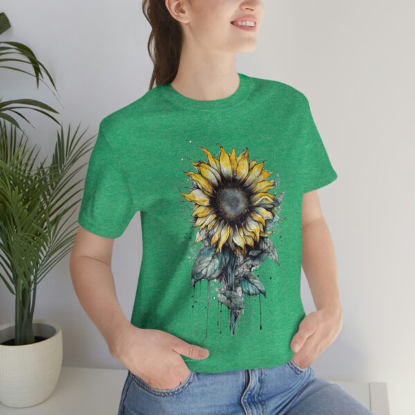 Geometric Sun Flower with Ink and Water Color - Short Sleeve Tee | 18246 6