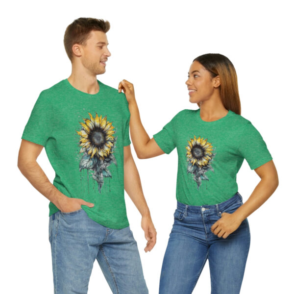 Geometric Sun Flower with Ink and Water Color - Short Sleeve Tee | 18246 7