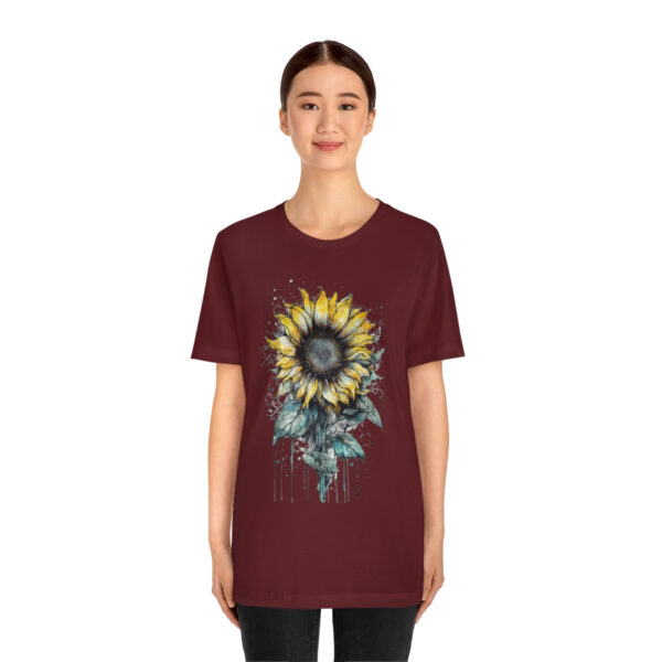 Geometric Sun Flower with Ink and Water Color - Short Sleeve Tee | 18374 2