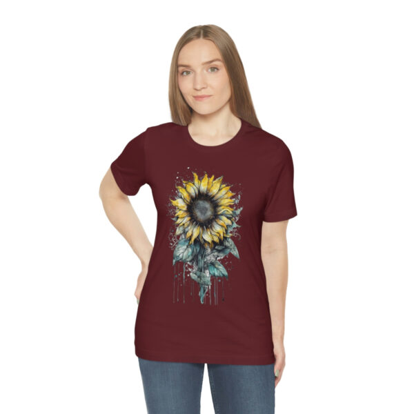 Geometric Sun Flower with Ink and Water Color - Short Sleeve Tee | 18374 4