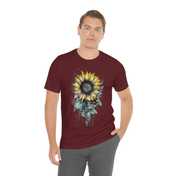 Geometric Sun Flower with Ink and Water Color - Short Sleeve Tee | 18374 5