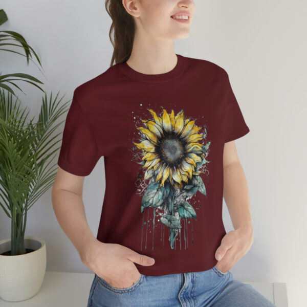 Geometric Sun Flower with Ink and Water Color - Short Sleeve Tee | 18374 6