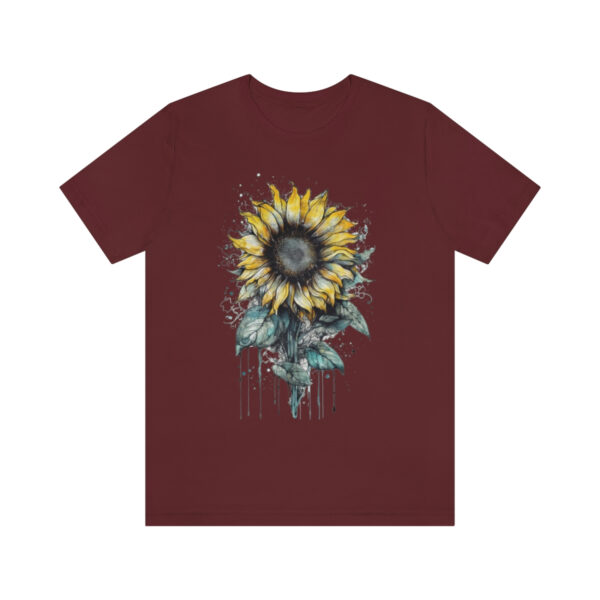 Geometric Sun Flower with Ink and Water Color - Short Sleeve Tee | 18374