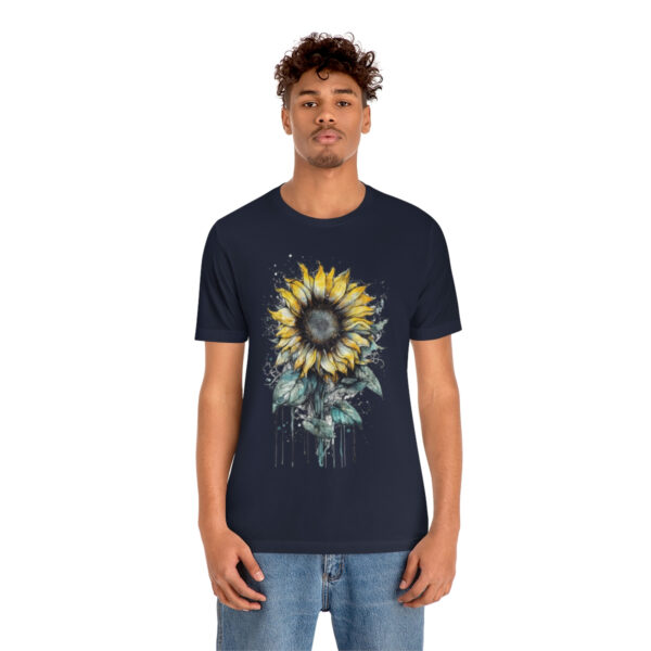 Geometric Sun Flower with Ink and Water Color - Short Sleeve Tee | 18398 3