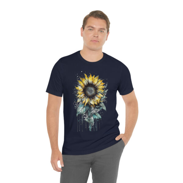 Geometric Sun Flower with Ink and Water Color - Short Sleeve Tee | 18398 5