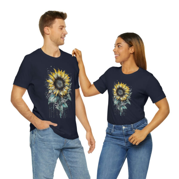 Geometric Sun Flower with Ink and Water Color - Short Sleeve Tee | 18398 7