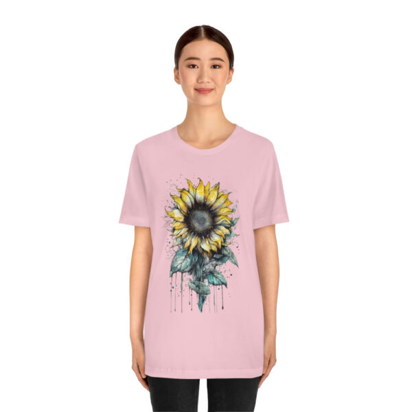 Geometric Sun Flower with Ink and Water Color - Short Sleeve Tee | 18438 2
