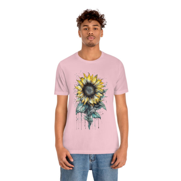 Geometric Sun Flower with Ink and Water Color - Short Sleeve Tee | 18438 3