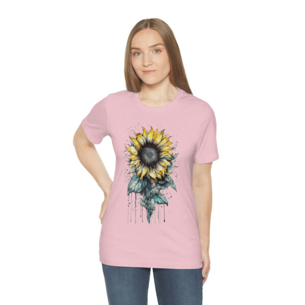 Geometric Sun Flower with Ink and Water Color - Short Sleeve Tee | 18438 4