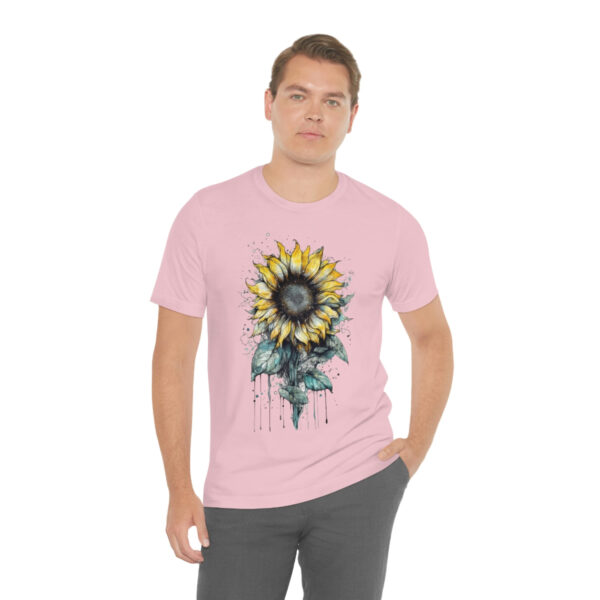 Geometric Sun Flower with Ink and Water Color - Short Sleeve Tee | 18438 5