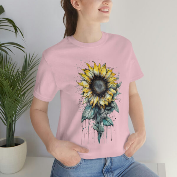 Geometric Sun Flower with Ink and Water Color - Short Sleeve Tee | 18438 6