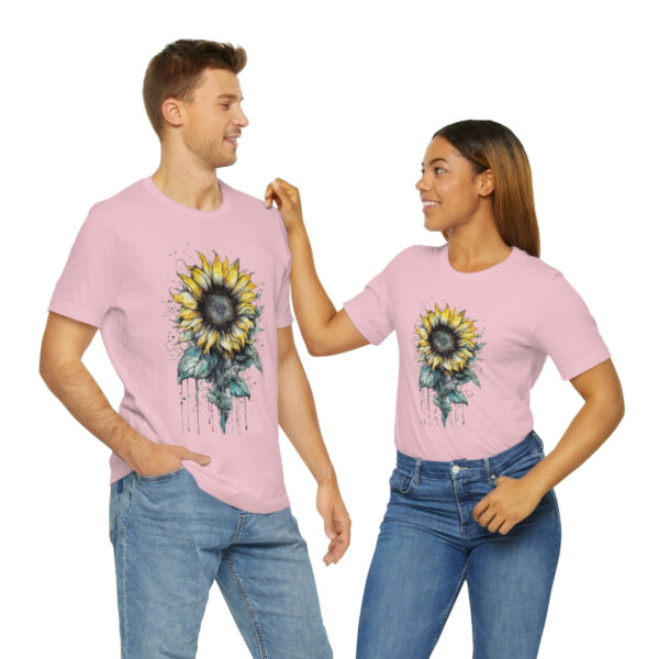 Geometric Sun Flower with Ink and Water Color - Short Sleeve Tee | 18438 7