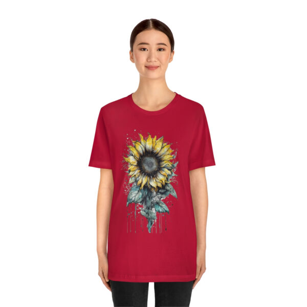 Geometric Sun Flower with Ink and Water Color - Short Sleeve Tee | 18446 2