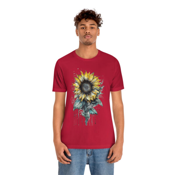 Geometric Sun Flower with Ink and Water Color - Short Sleeve Tee | 18446 3