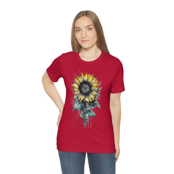 Geometric Sun Flower with Ink and Water Color - Short Sleeve Tee | 18446 4