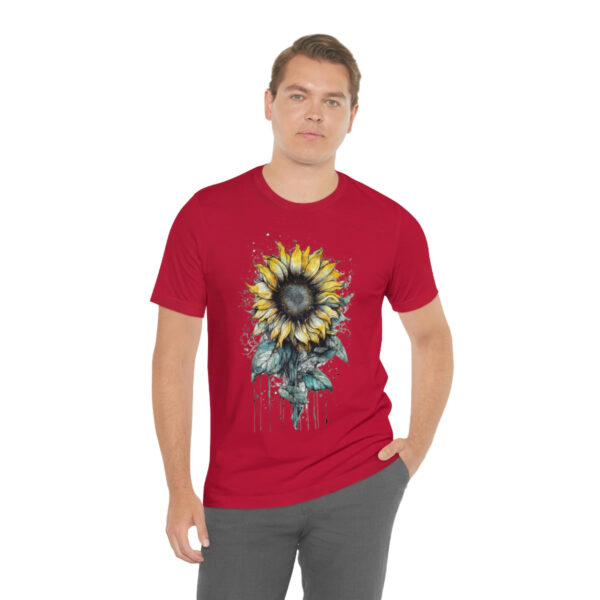 Geometric Sun Flower with Ink and Water Color - Short Sleeve Tee | 18446 5