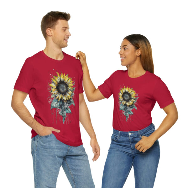 Geometric Sun Flower with Ink and Water Color - Short Sleeve Tee | 18446 7