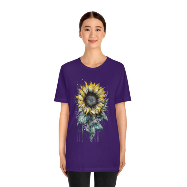 Geometric Sun Flower with Ink and Water Color - Short Sleeve Tee | 18510 2
