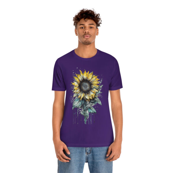 Geometric Sun Flower with Ink and Water Color - Short Sleeve Tee | 18510 3