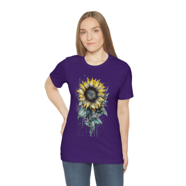Geometric Sun Flower with Ink and Water Color - Short Sleeve Tee | 18510 4