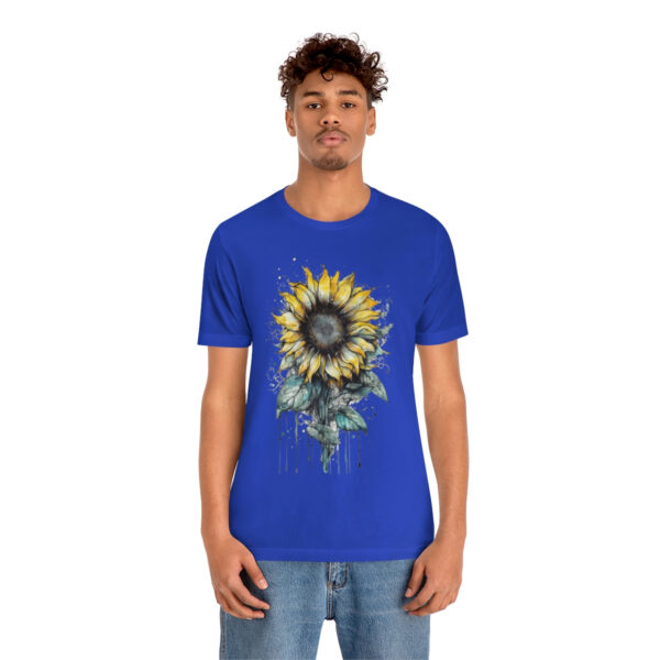 Geometric Sun Flower with Ink and Water Color - Short Sleeve Tee | 18518 3