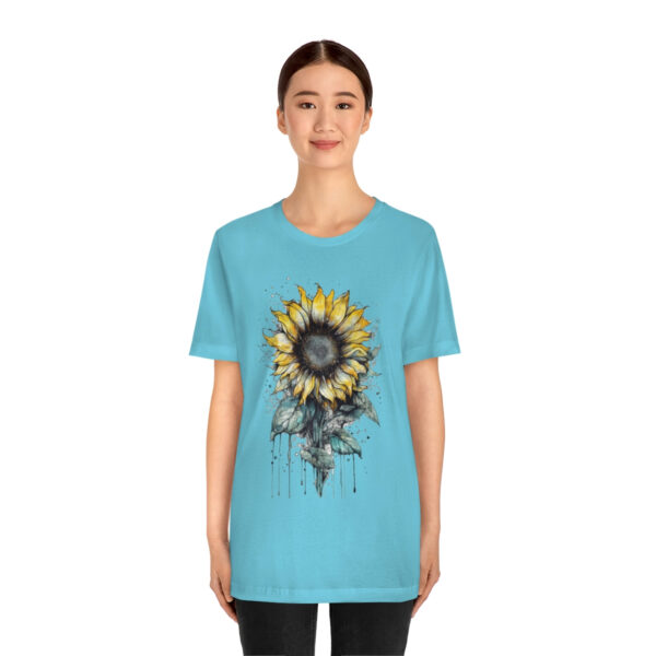 Geometric Sun Flower with Ink and Water Color - Short Sleeve Tee | 18526 2
