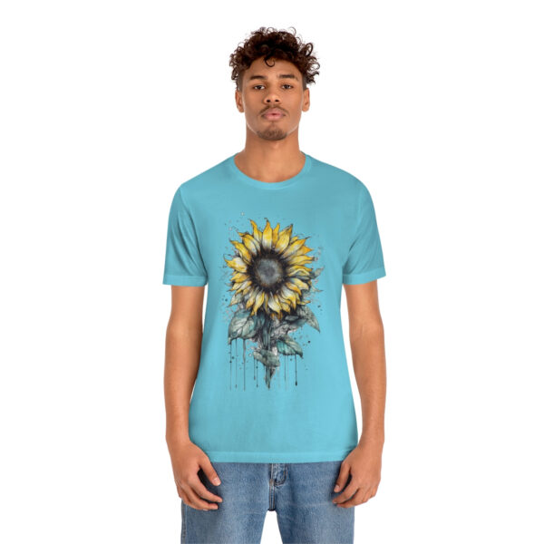 Geometric Sun Flower with Ink and Water Color - Short Sleeve Tee | 18526 3