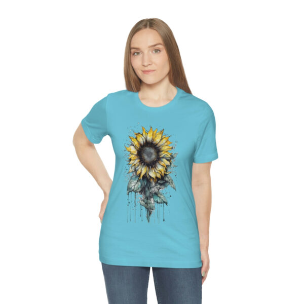 Geometric Sun Flower with Ink and Water Color - Short Sleeve Tee | 18526 4